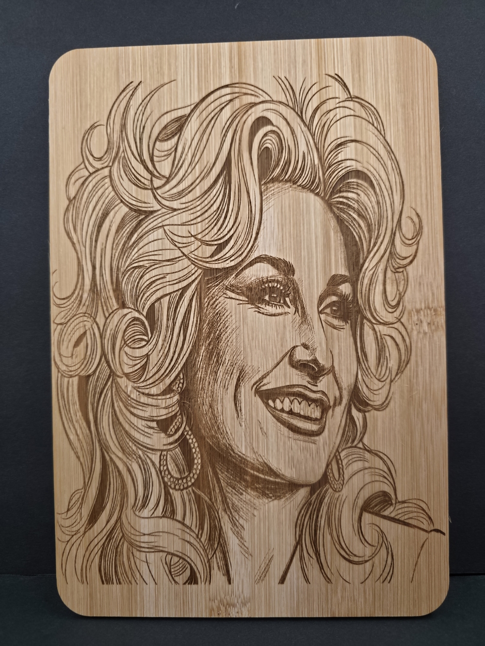 Wooden Dolly Portrait Wall Art - Natural Bamboo Tone